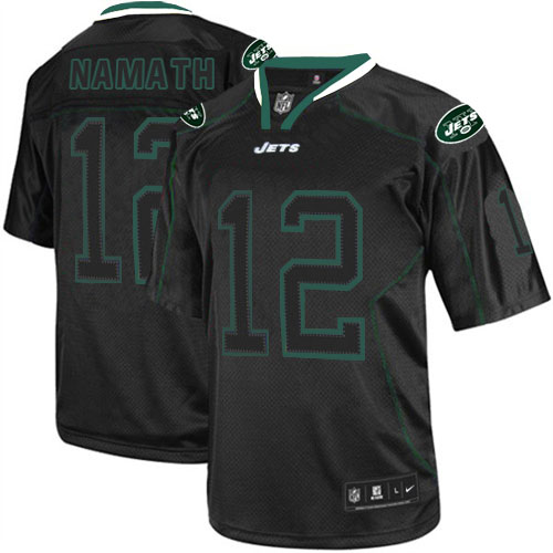 Men's Elite Joe Namath Nike Jersey Lights Out Black - #12 NFL New York Jets